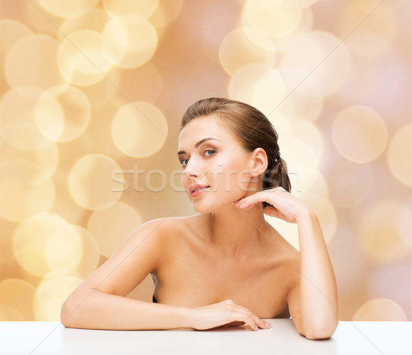 Uśmiechnięta kobieta czyste doskonały skóry piękna zdrowia Zdjęcia stock © dolgachov