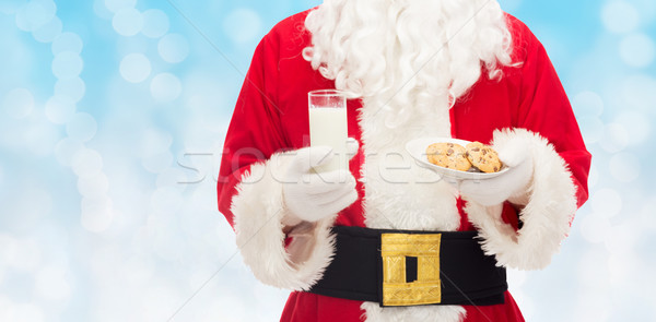 Babbo natale vetro latte cookies Natale vacanze Foto d'archivio © dolgachov