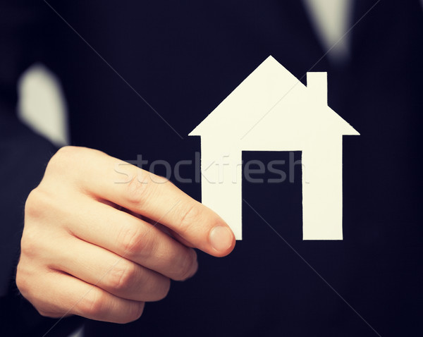 Stockfoto: Man · pak · papier · huis