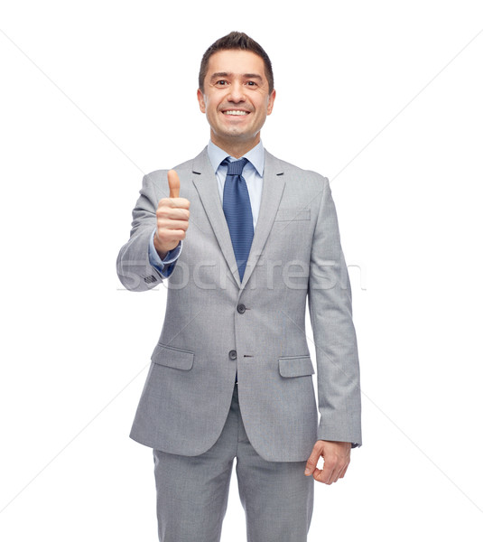 Foto stock: Feliz · empresário · terno · pessoas · de · negócios