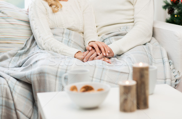 Stockfoto: Gelukkig · paar · home · christmas · liefde