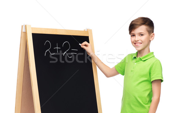 happy boy solving math on school blackboard Stock photo © dolgachov