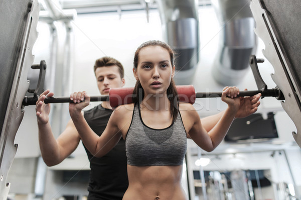 Mann Frau Langhantel Muskeln Fitnessstudio Sport Stock foto © dolgachov