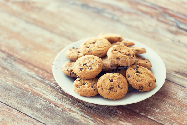 Stockfoto: Chocolade · cookies · plaat · voedsel