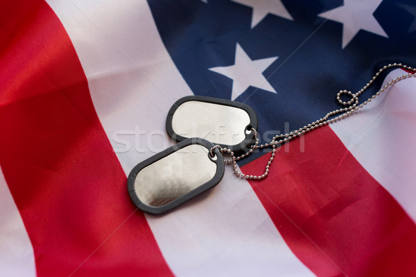 close up of american flag and military badges Stock photo © dolgachov