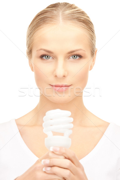 Femme énergie ampoule lumineuses [[stock_photo]] © dolgachov