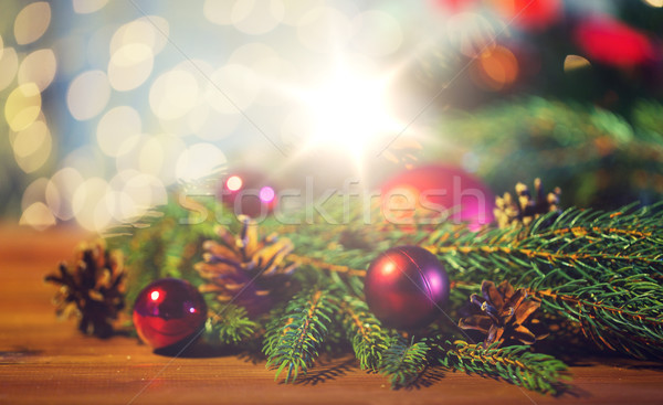 fir branch with christmas ball and pinecones Stock photo © dolgachov