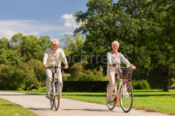 Stockfoto: Gelukkig · paardrijden · fietsen · zomer · park