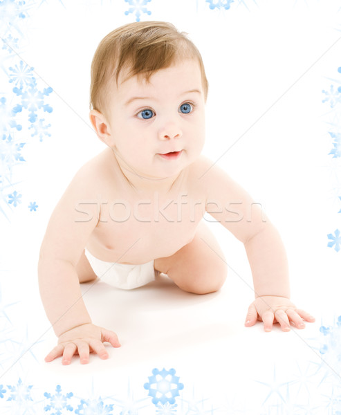 Kruipen baby jongen heldere foto luier Stockfoto © dolgachov