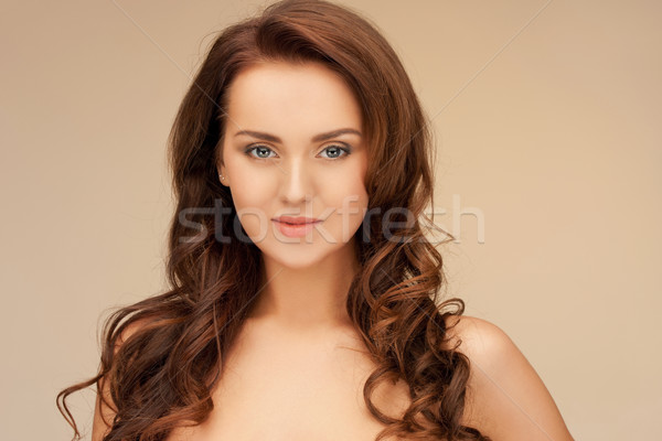 Mooie vrouw lang haar heldere foto vrouw gezicht Stockfoto © dolgachov