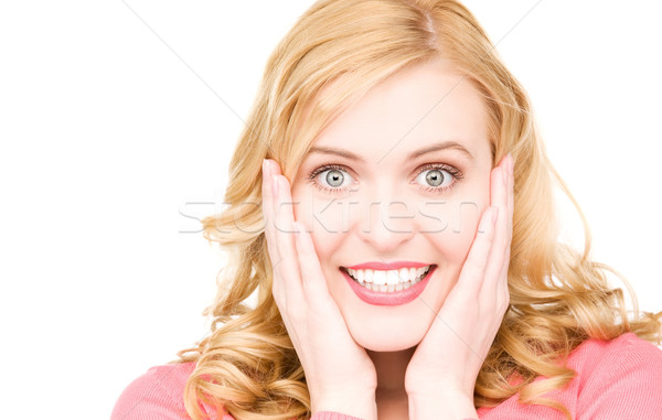 Meglepődött női arc fényes kép fehér nő Stock fotó © dolgachov