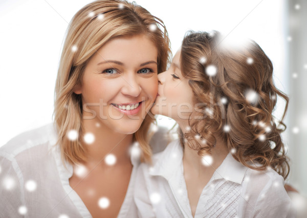 Foto stock: Feliz · filha · mãe · família · crianças · natal