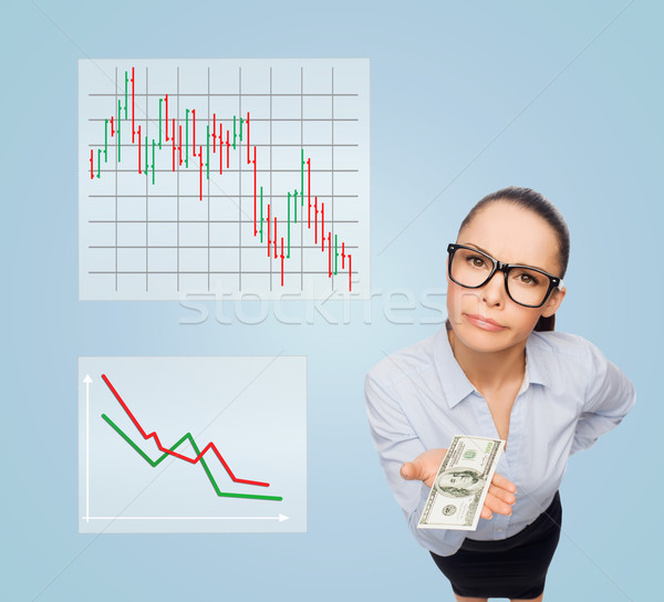 smiling businesswoman with dollar cash money Stock photo © dolgachov