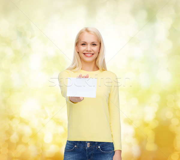 Zâmbitor fată afaceri nume card fericire Imagine de stoc © dolgachov