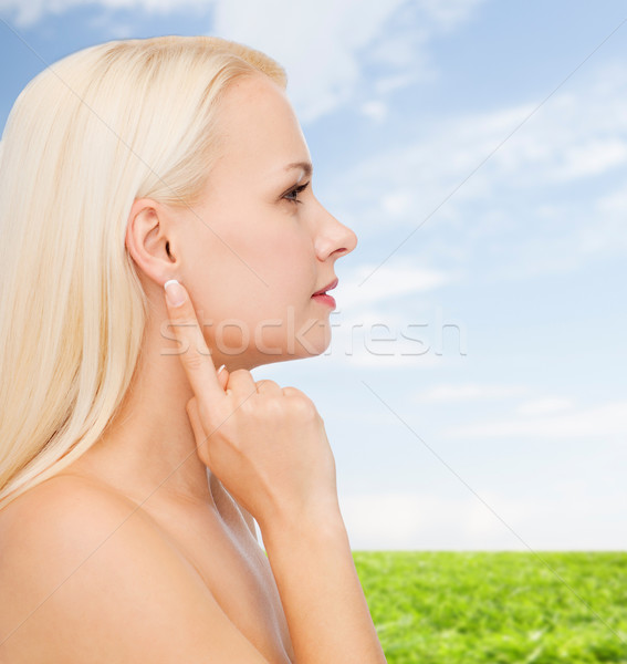 clean face of beautiful young woman Stock photo © dolgachov