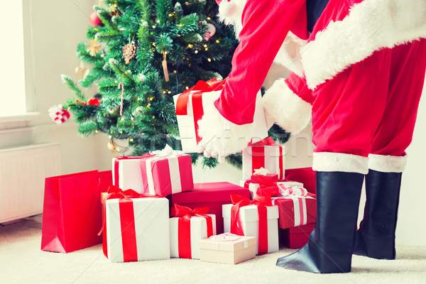 Stock photo: close up of santa claus with presents