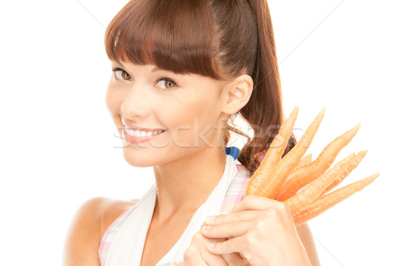 Huisvrouw heldere foto mooie wortelen witte Stockfoto © dolgachov