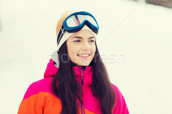 Boldog fiatal nő síszemüveg kint tél szabadidő Stock fotó © dolgachov