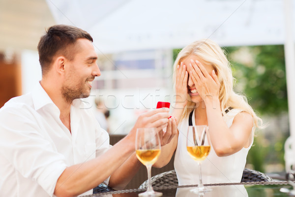 Mutlu çift şarap kafe sevmek Stok fotoğraf © dolgachov