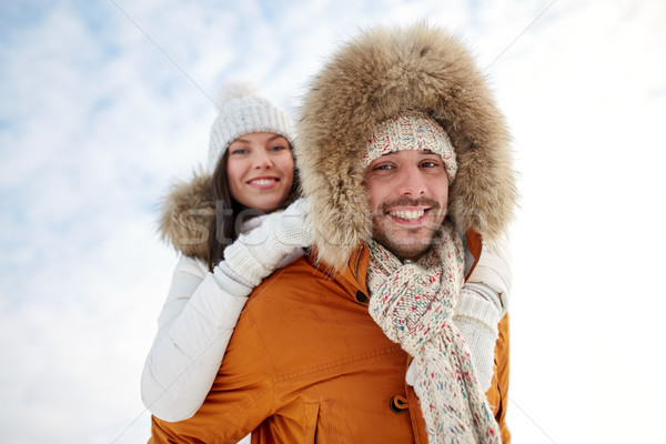 Zdjęcia stock: Szczęśliwy · para · zimą · ludzi · sezon
