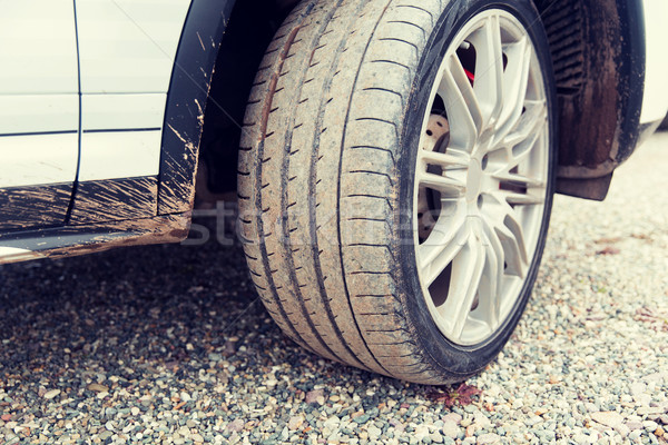 close up of dirty car wheel on ground Stock photo © dolgachov