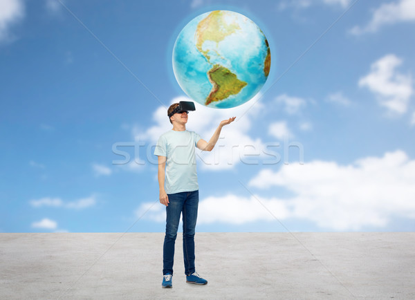 Foto stock: Feliz · hombre · virtual · realidad · auricular · gafas · 3d