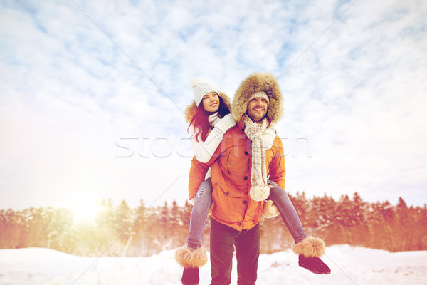 [[stock_photo]]: Heureux · couple · hiver · personnes · saison