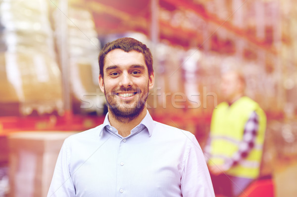 businessman over warehouse loader on forklift  Stock photo © dolgachov
