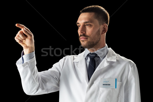 Medic om de ştiinţă alb haina medicină ştiinţă Imagine de stoc © dolgachov
