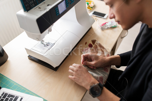 fashion designer with making dress at studio Stock photo © dolgachov