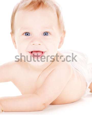 鋪設 嬰兒 男孩 尿布 圖片 白 商業照片 © dolgachov