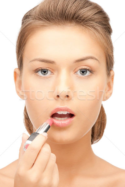 Mooie vrouw lippenstift heldere portret foto Stockfoto © dolgachov