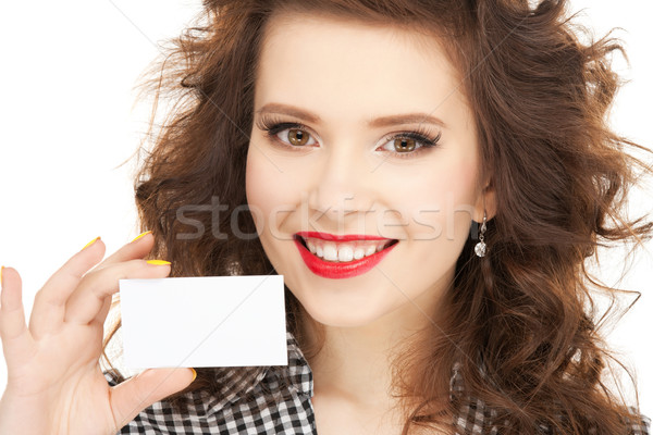 Mujer tarjeta de visita brillante Foto negocios papel Foto stock © dolgachov