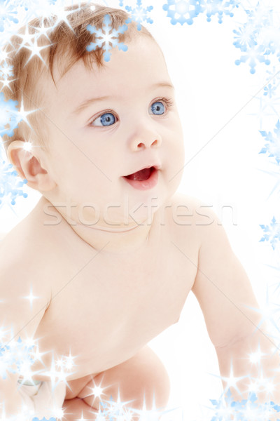 Portré kúszás baba fiú felfelé néz fényes Stock fotó © dolgachov