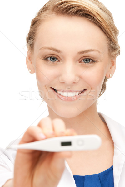 Kobiet lekarza termometr zdjęcie atrakcyjna kobieta kobieta Zdjęcia stock © dolgachov