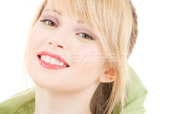 Groene hoofddoek foto tienermeisje vrouw gezicht Stockfoto © dolgachov