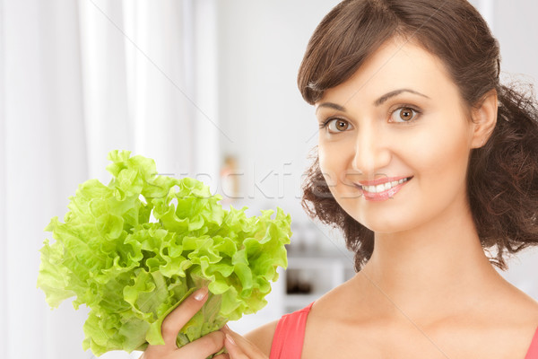 Stock photo: woman with lettuce