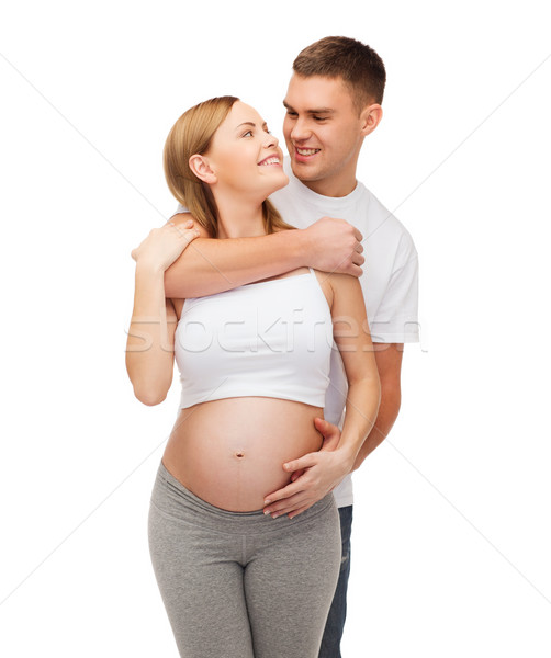 Glücklich jungen Familie Kind Schwangerschaft Elternschaft Stock foto © dolgachov