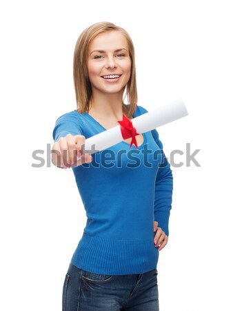 smiling woman with diploma Stock photo © dolgachov