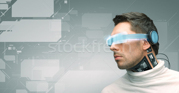 Man futuristische bril mensen technologie toekomst Stockfoto © dolgachov