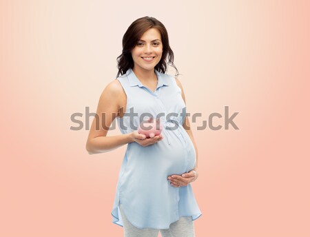 Boldog plus size nő alsónemű tabletták fogyókúra Stock fotó © dolgachov