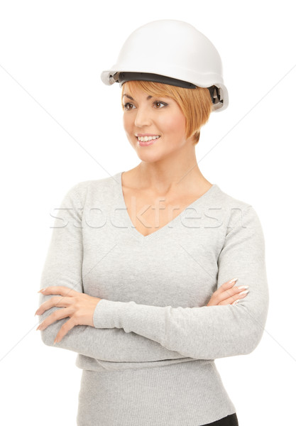 Auftragnehmer Helm hellen Bild weiblichen weiß Stock foto © dolgachov