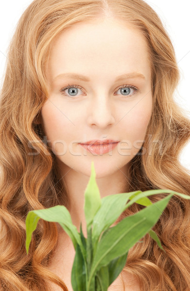 woman with green sprout Stock photo © dolgachov