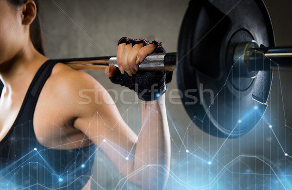 Kobieta sztanga siłowni sportu fitness Zdjęcia stock © dolgachov
