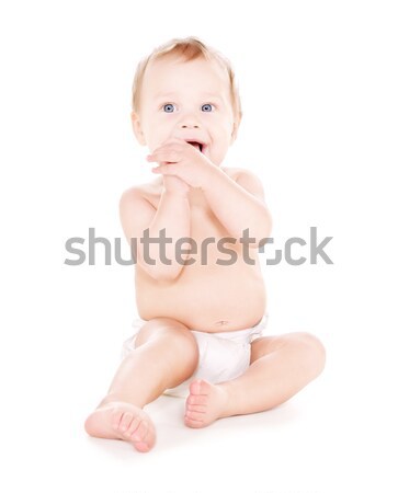 Stok fotoğraf: Oturma · bebek · erkek · resim · beyaz