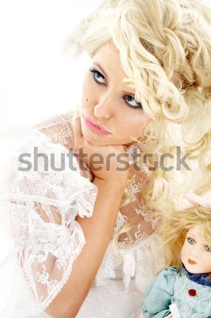 cheerful santa helper girl Stock photo © dolgachov