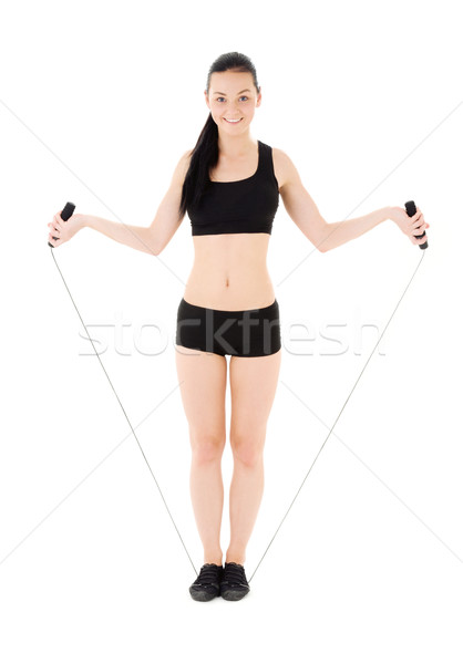 Fitness instructor alb femeie fată Imagine de stoc © dolgachov