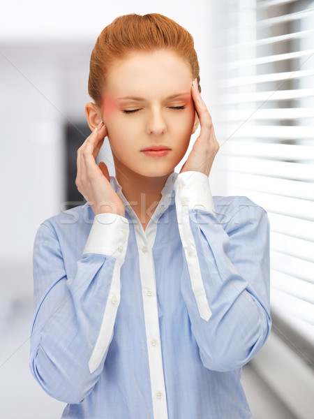 Malheureux femme tête mains bureau [[stock_photo]] © dolgachov