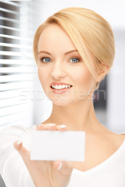 Stock photo: woman with business card