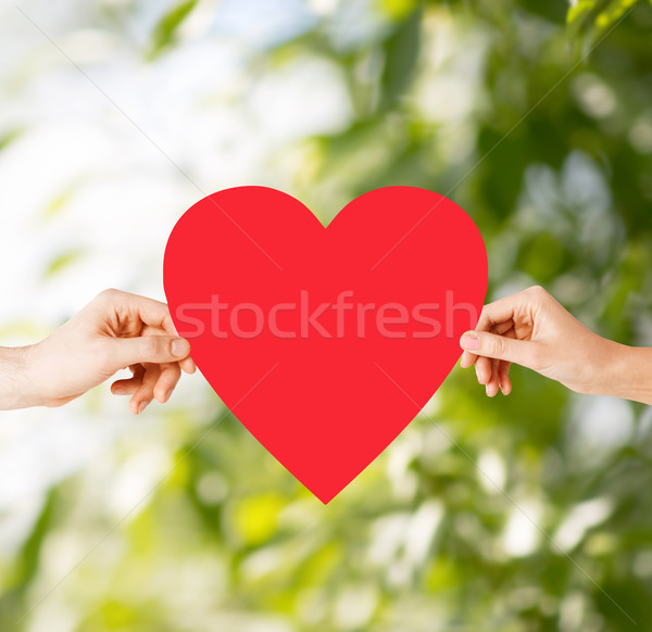 Stock fotó: Pár · kezek · tart · piros · szív · egészség